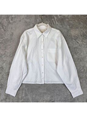 JW Anderson X Uniqlo Button Up Shirt Womens XL White Oxford Boxy Collared Pocket